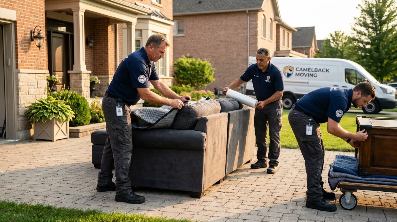 Large estate moving crew wrapping furniture in Gibsonville, NC